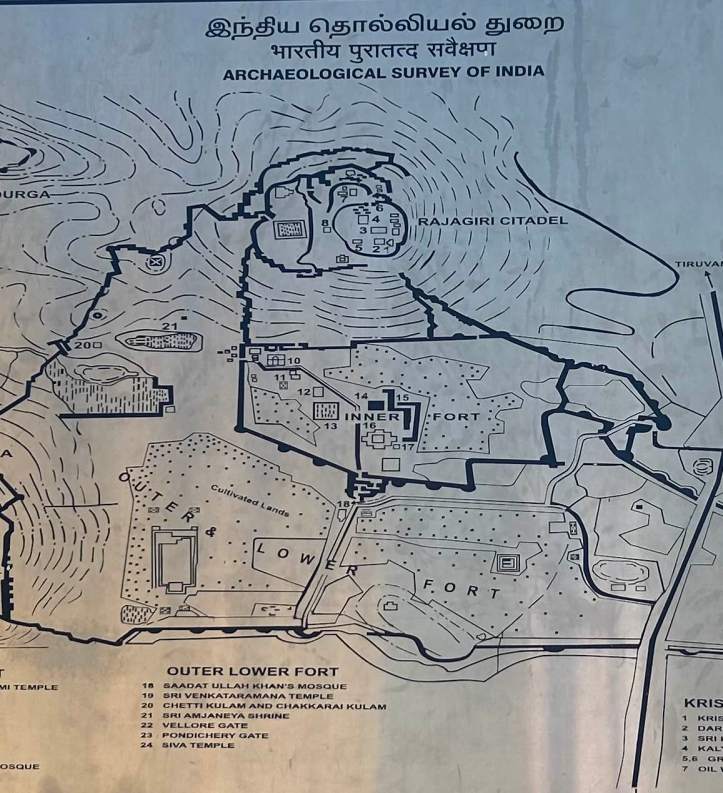 Rajagiri Fort Map, Gingee