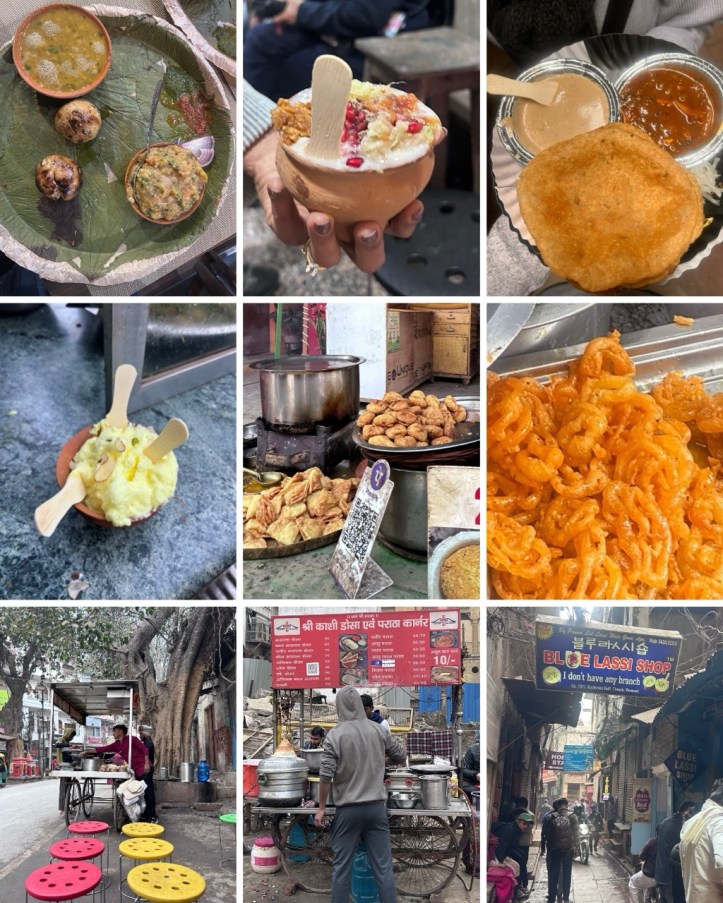 A collage of Varanasi street food