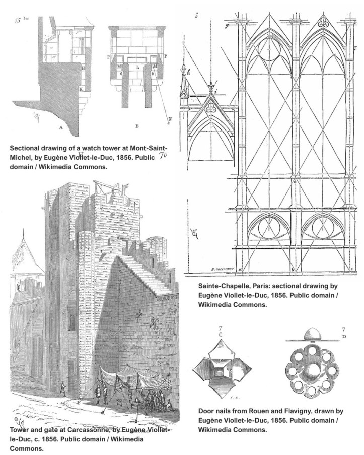 Drawings by Eugène Viollet-le-Duc, from Dictionnaire raisonné de l’architecture française du XIe au XVIe siècle, 1856.